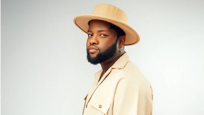 Skales performing "Martina’s Son" live, a tribute to his late mother from his 2025 song release.