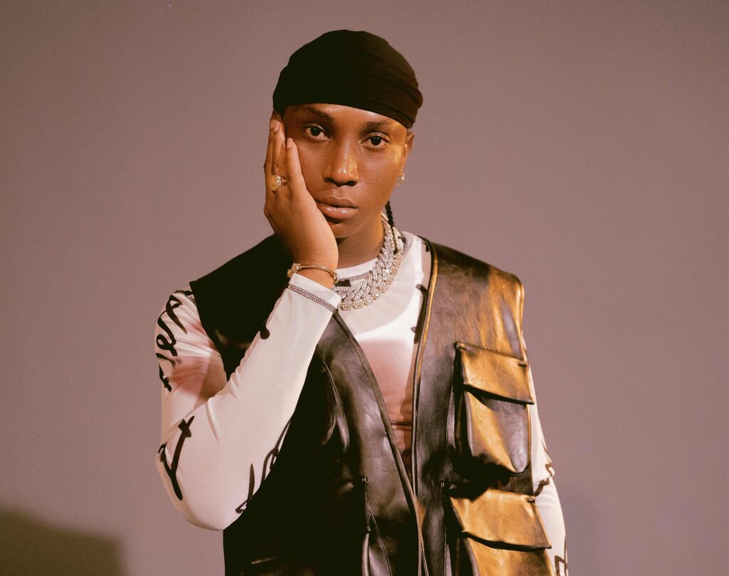 Bella Shmurda and Seyi Vibes pose in the studio for their Bounce collaboration off the Sanity album.