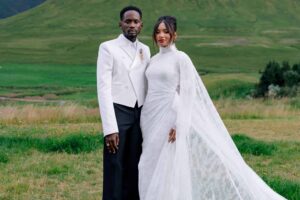 Mr Eazi and Temi Otedola exchanging vows during their Dubai traditional wedding ceremony”