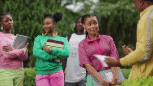 Hermes and Toluwani speaking about their Rise Again movie roles during an interview with Realskillz and Bibi Rai at Max FM