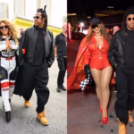 Beyoncé and Jay-Z arriving at the F1 Las Vegas Grand Prix in style.