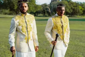 Juma Jux and Diamond Platnumz posing together ahead of Lagos show