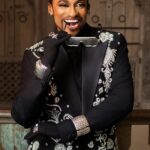 Denrele Edun discussing the Denrele Edun ageless skin glow during a radio interview on Max FM.