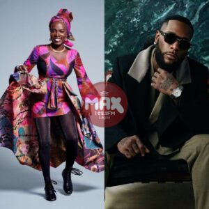 Angelique Kidjo speaking warmly about Burna Boy during a live video call praising his music and creative style.