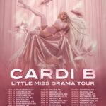 Rapper performing live on stage during a high-energy concert with dramatic lighting and cheering fans.