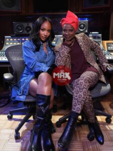 Angelique Kidjo and Ayrastarr promoting their new Afrobeats collaboration, “Aye Kan (Are You Coming Back?)