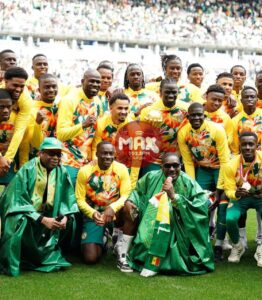 Senegal team parades AFCON trophy in France during Senegal AFCON trophy controversy after beating Peru 2-0.