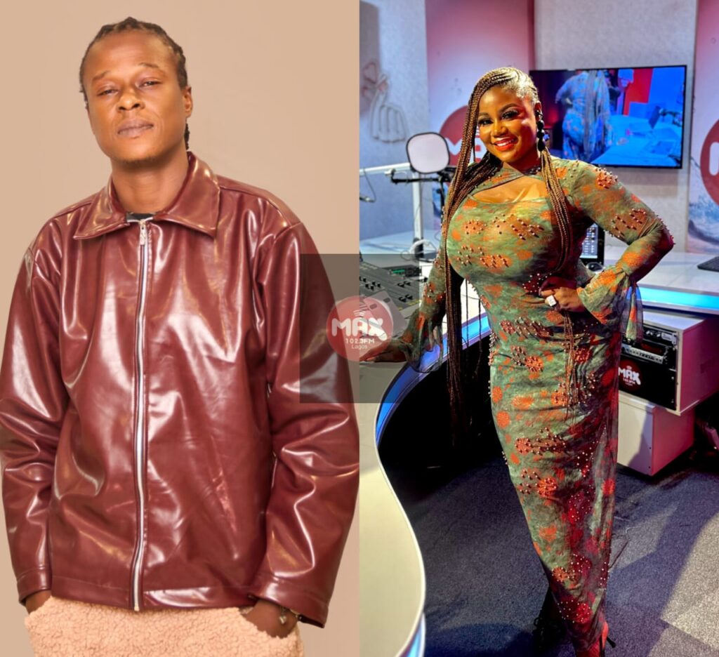 Honey Ojukwu in the studio at Max FM preparing to host the Max Breakfast show with Westy Baba.