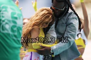 Burna Boy performs on stage ahead of the FIFA World Cup 2026 Final halftime show alongside Shakira.