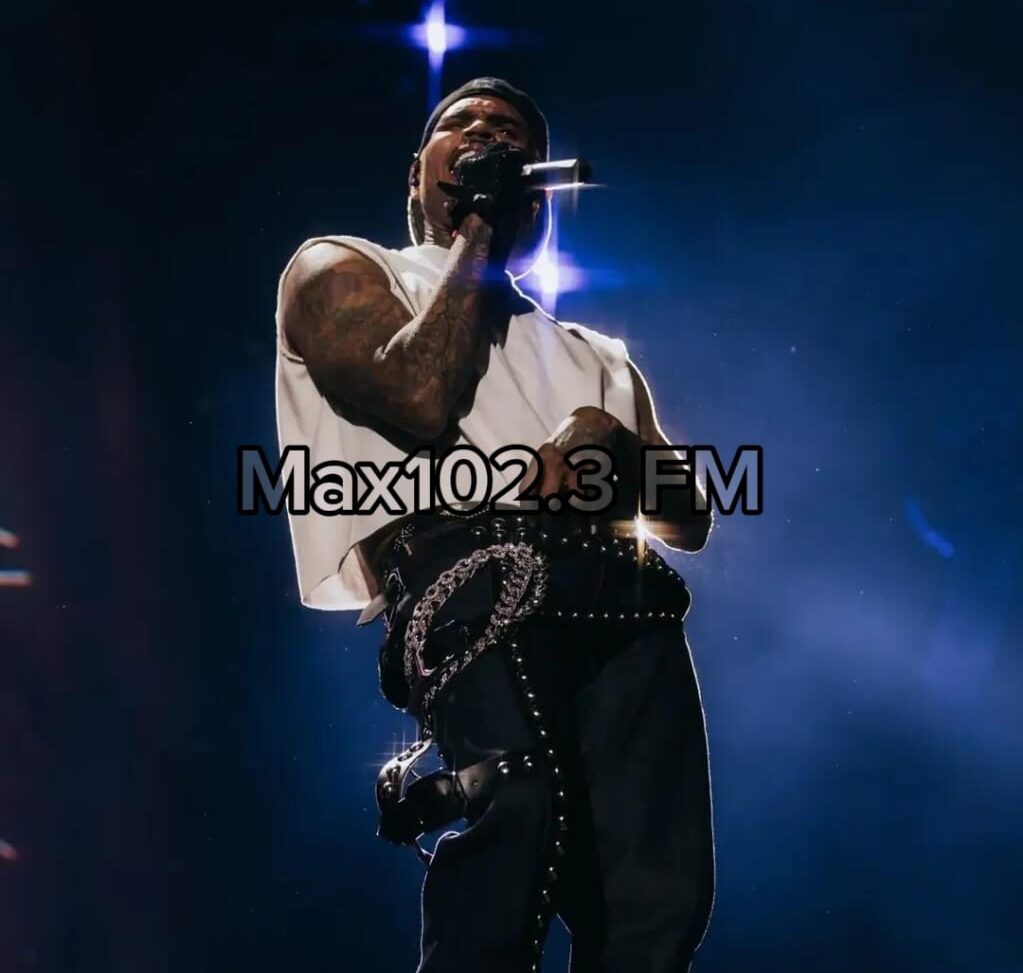 USHER and Chris Brown performing together during the opening night of the USHER and Chris Brown R&B Tour in Denver.