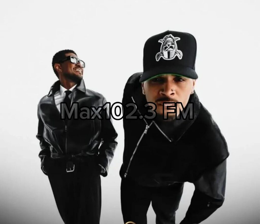USHER and Chris Brown performing together during the opening night of the USHER and Chris Brown R&B Tour in Denver.