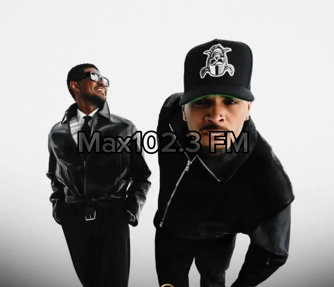 USHER and Chris Brown performing together during the opening night of the USHER and Chris Brown R&B Tour in Denver.