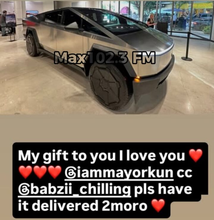 Davido presents Mayorkun with a brand-new Tesla Cybertruck as fans celebrate their enduring friendship.