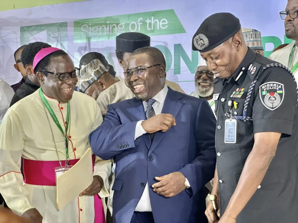 Political party leaders and candidates sign the National Peace Accord ahead of Nigeria’s 2027 general elections