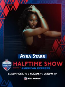 Ayra Starr set to headline NFL London halftime show