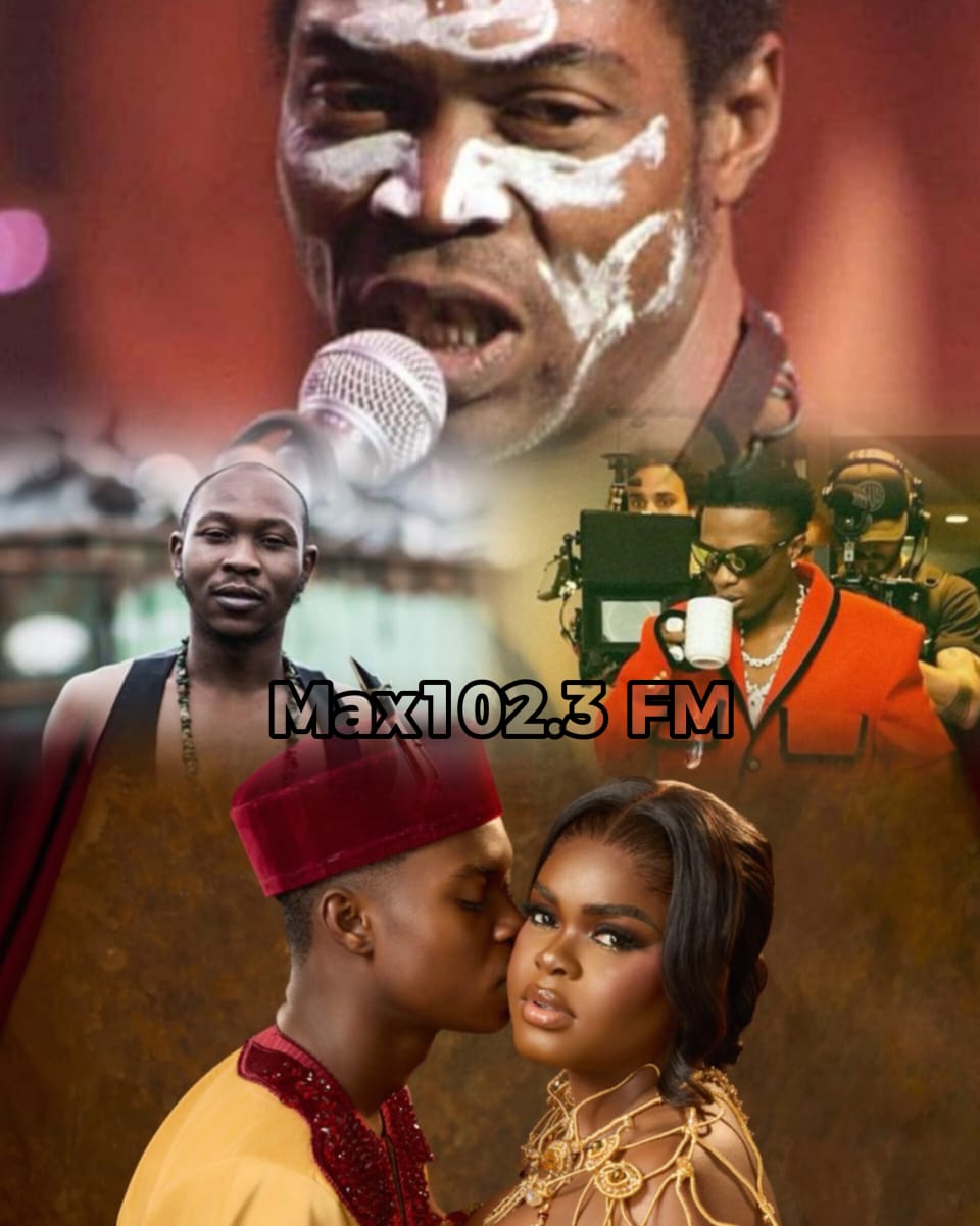 Seun Kuti reacts after an MC compares Wizkid to Fela during Peller and Jarvis' wedding celebration.